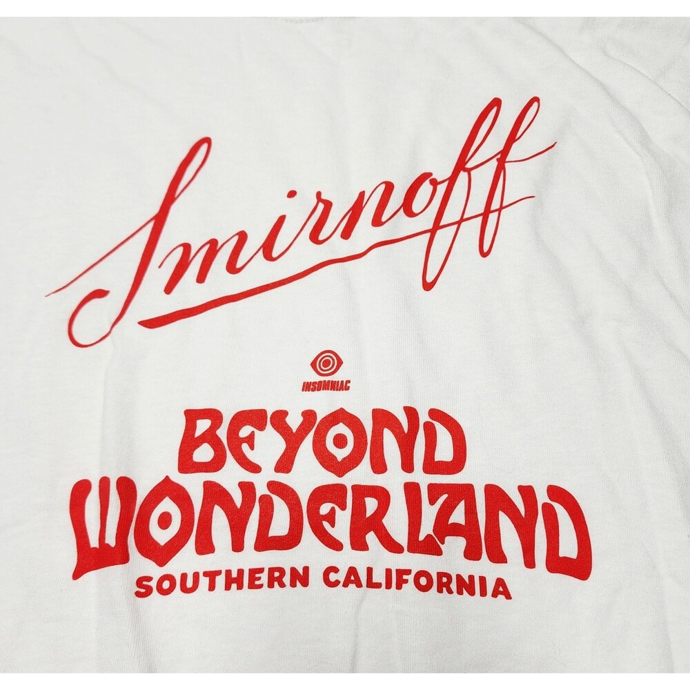 Official Beyond Wonderland x Smirnoff Promo White Tee XL SOUTHERN CALIFORNIA EUC - Picture 2 of 7